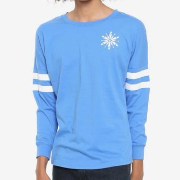 Disney Forzen Arendelle Spirit Hype Jersey Blue Snowflake long Sleeve Tee - Picture 1 of 16